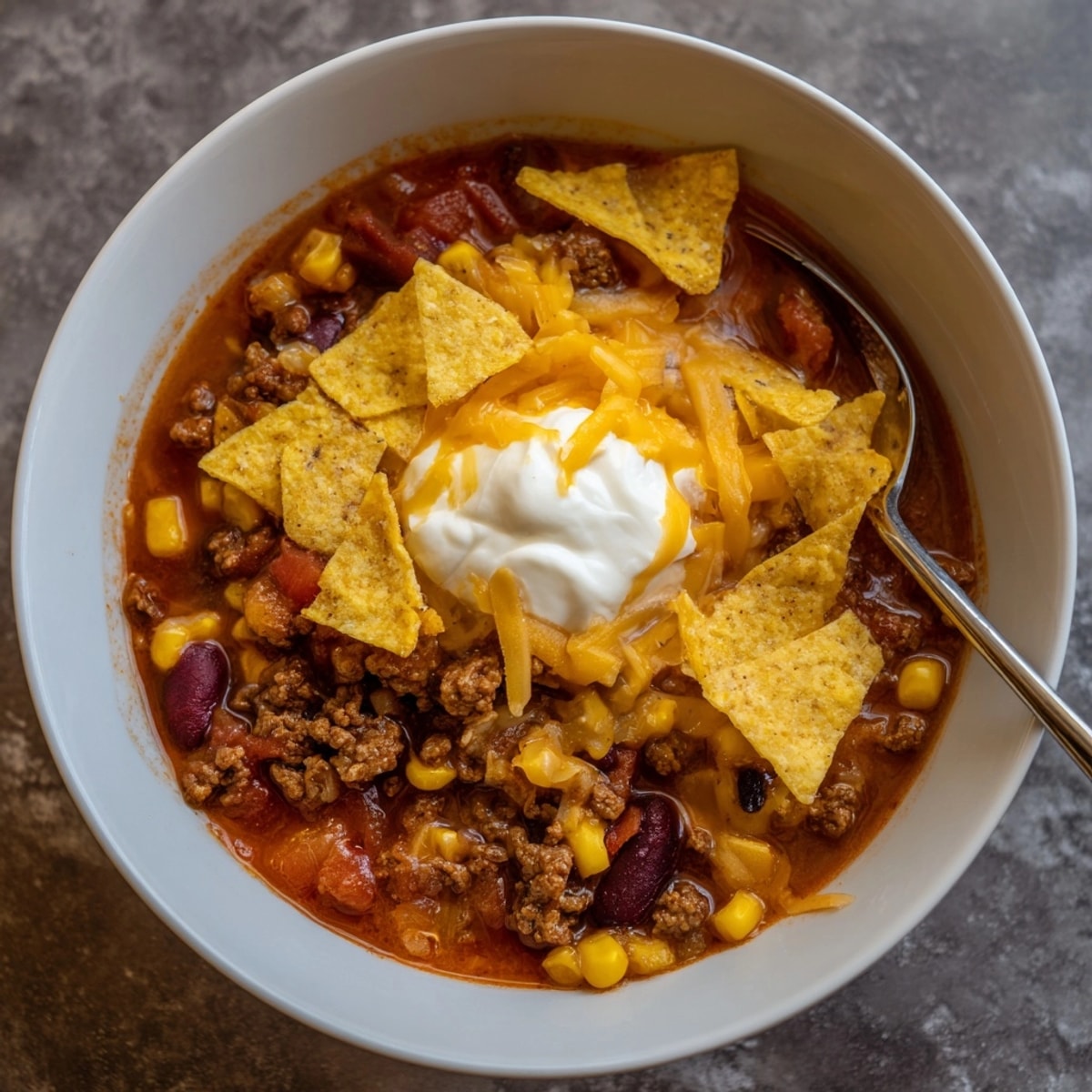 Hearty Taco Soup recipe bubbling in a Dutch oven, ready for a comforting meal.