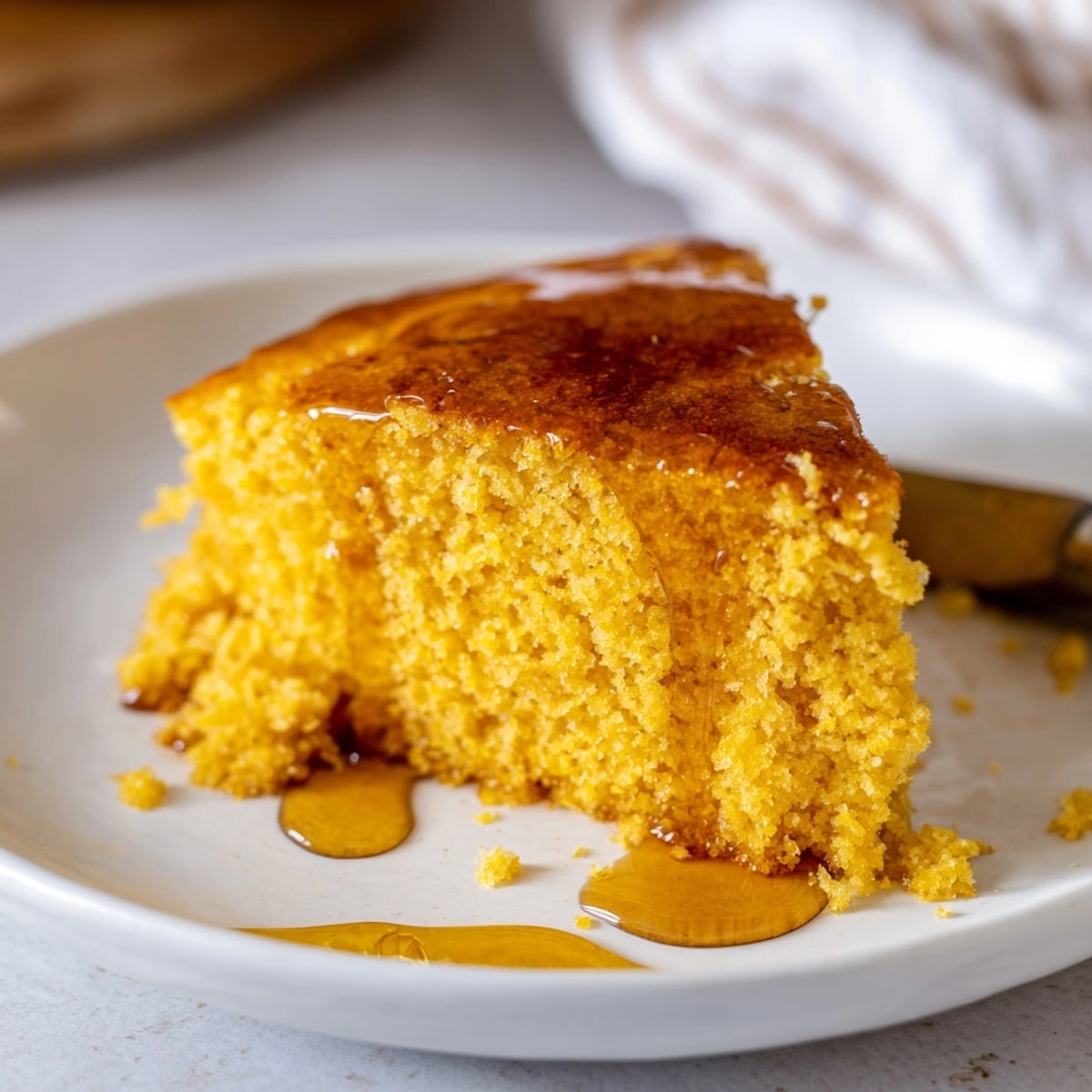 Sweet and savory Brown Butter Honey Cornbread, ready to be served with chili.