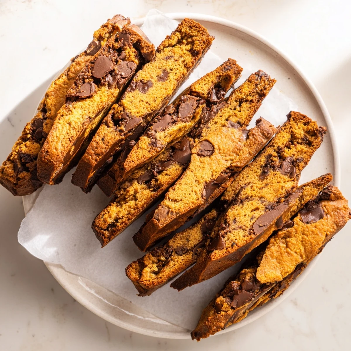 Warm Gingerbread Pumpkin Muffin Biscotti, perfect for dipping in coffee.  