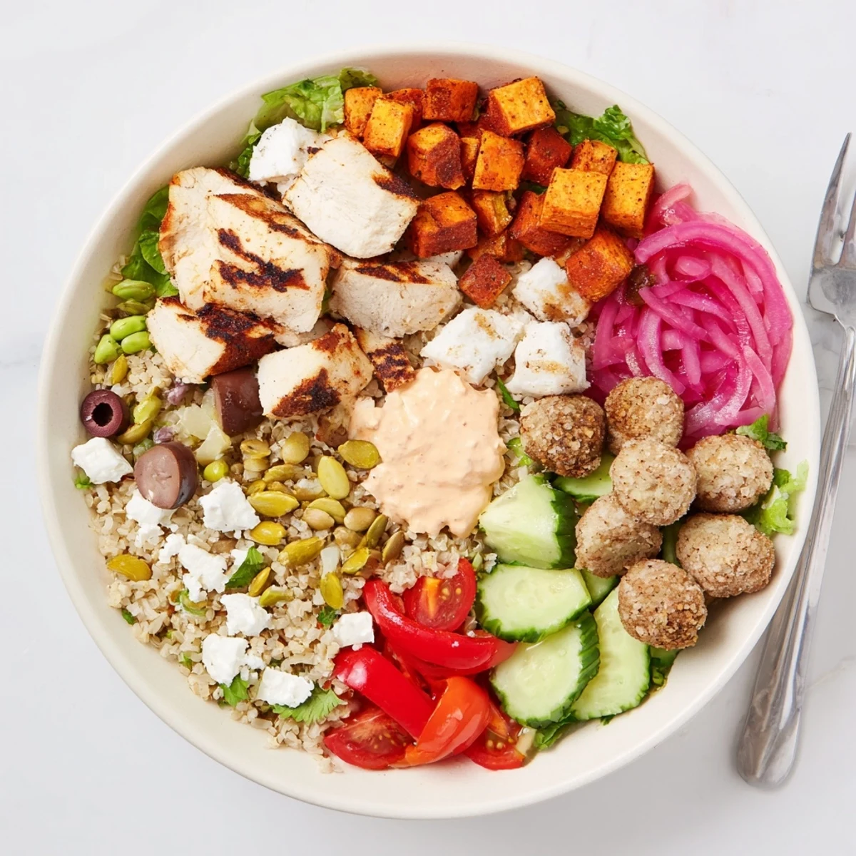 Guests enjoy mixing fresh ingredients in this Build-Your-Own Boards & Bowls recipe.  