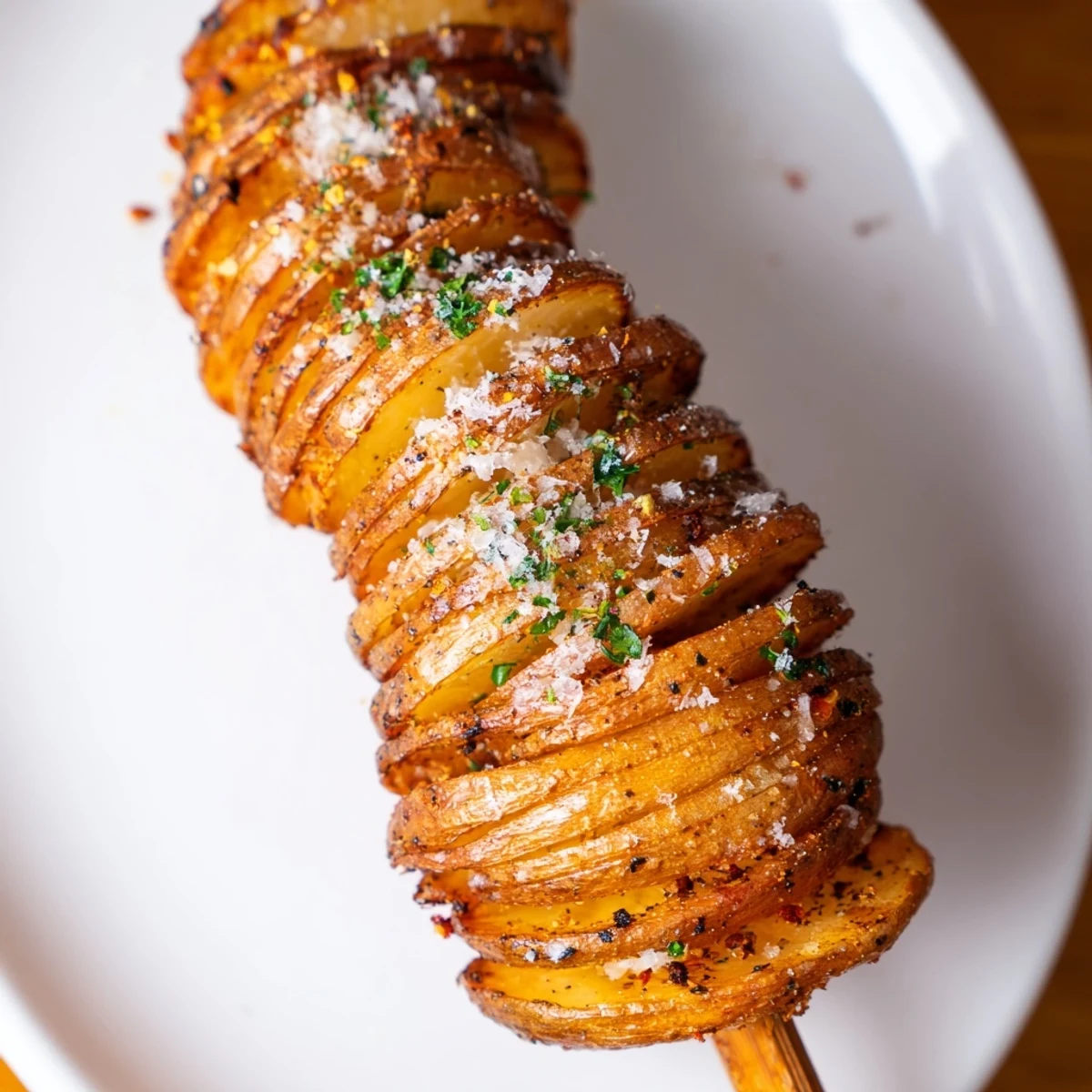 Crispy air-fryer tornado potatoes on skewers, perfect for snack time or gatherings.  