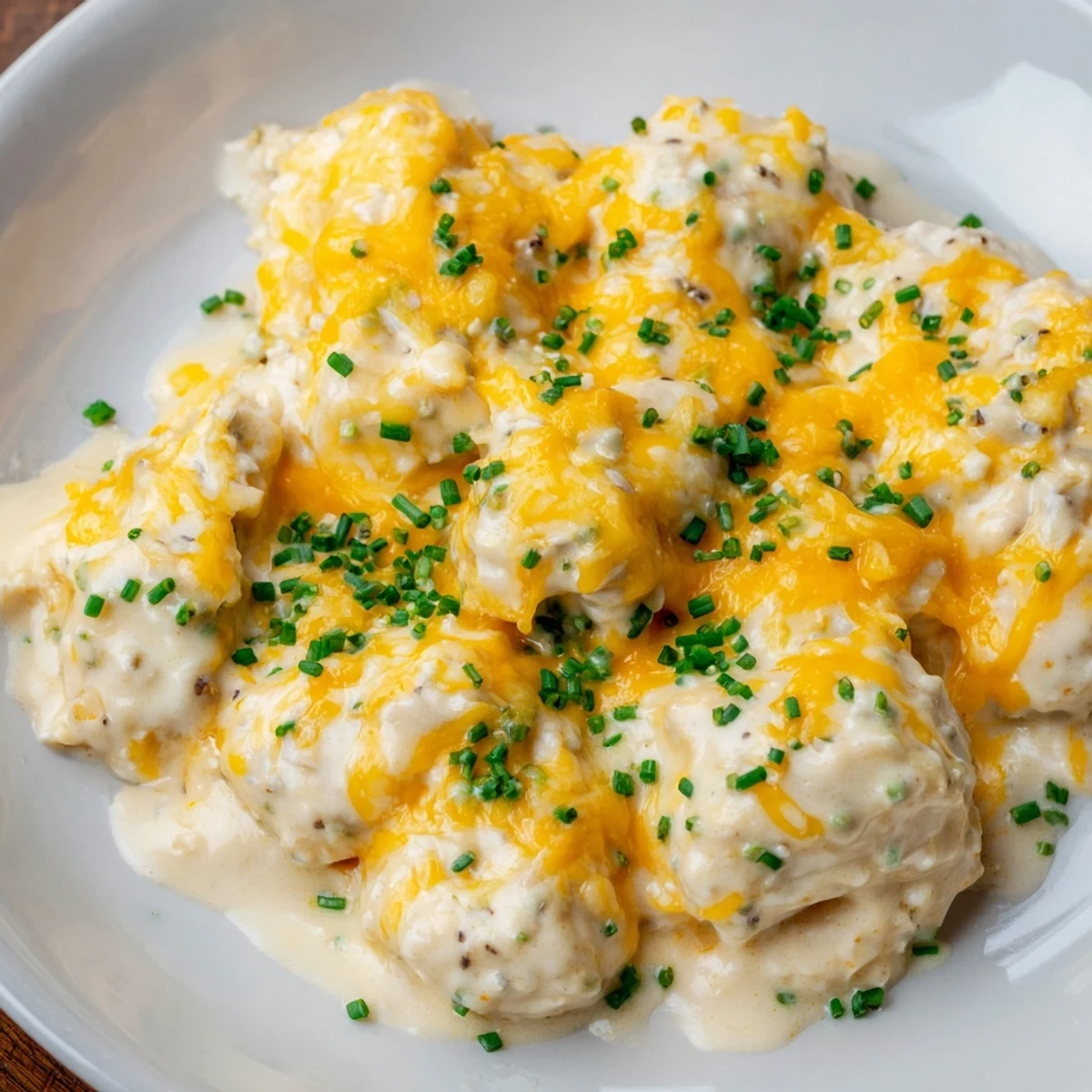Melted cheddar coats succulent Cheddar Ranch Chicken Bake; imagine the delicious aroma of a home-cooked meal.