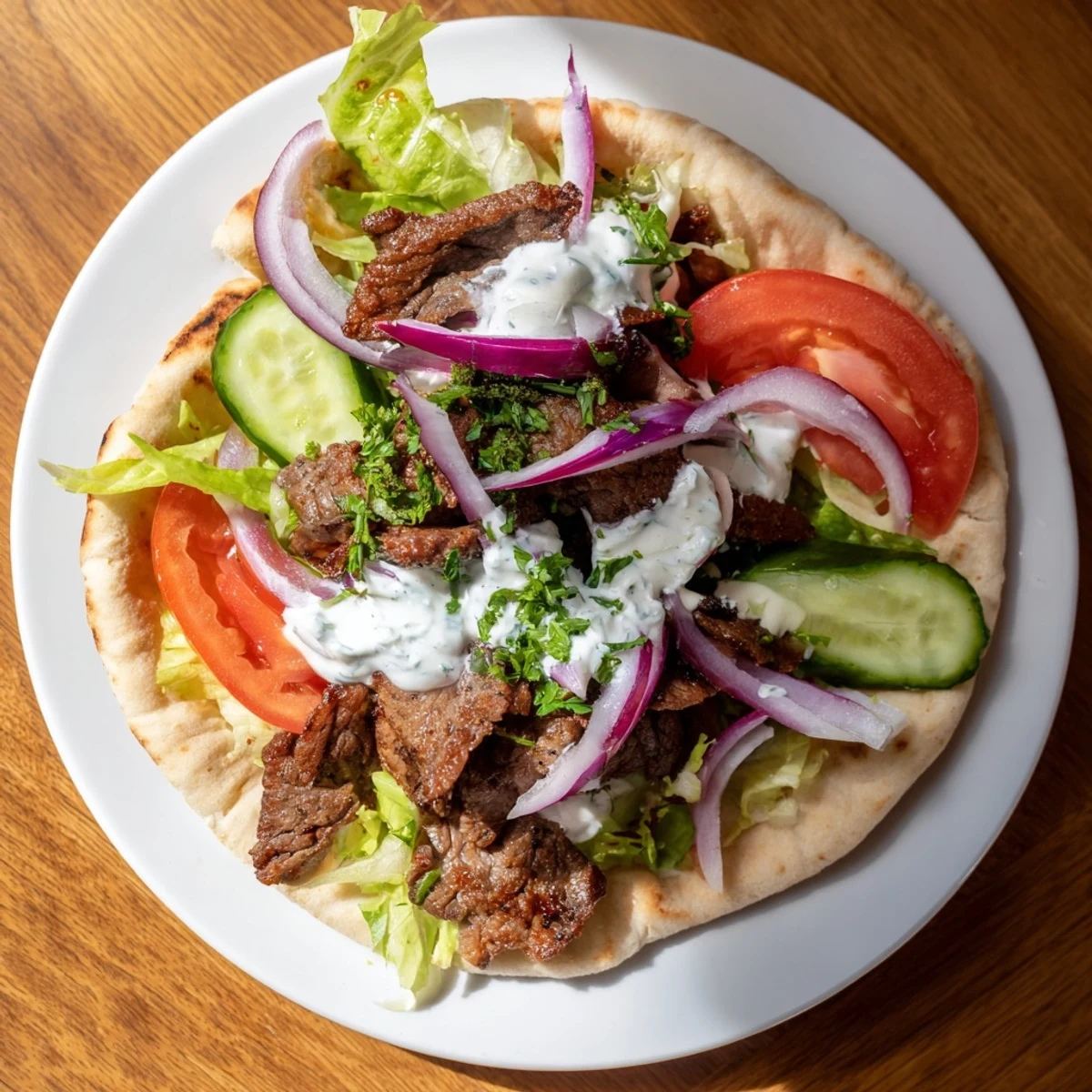 Savory beef shawarma wraps, filled with tender spiced meat and a creamy yogurt sauce.