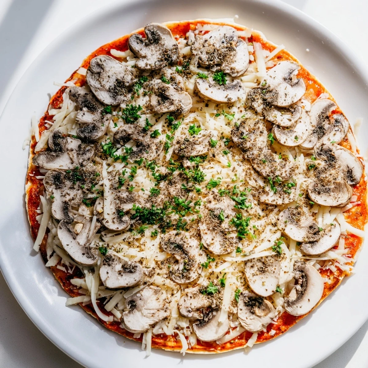 Frozen Pizza Mushrooms Herbs Cheese