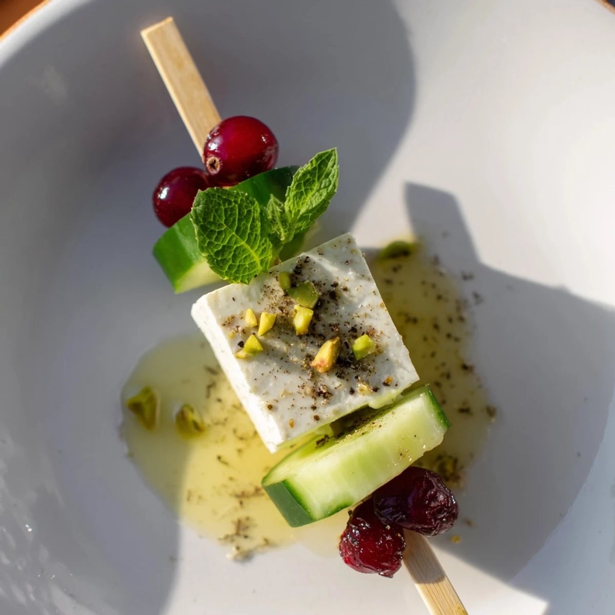 Vibrant Holiday Cranberry-Feta Skewers: each skewer holds creamy feta, juicy cranberries, and a refreshing cucumber round.