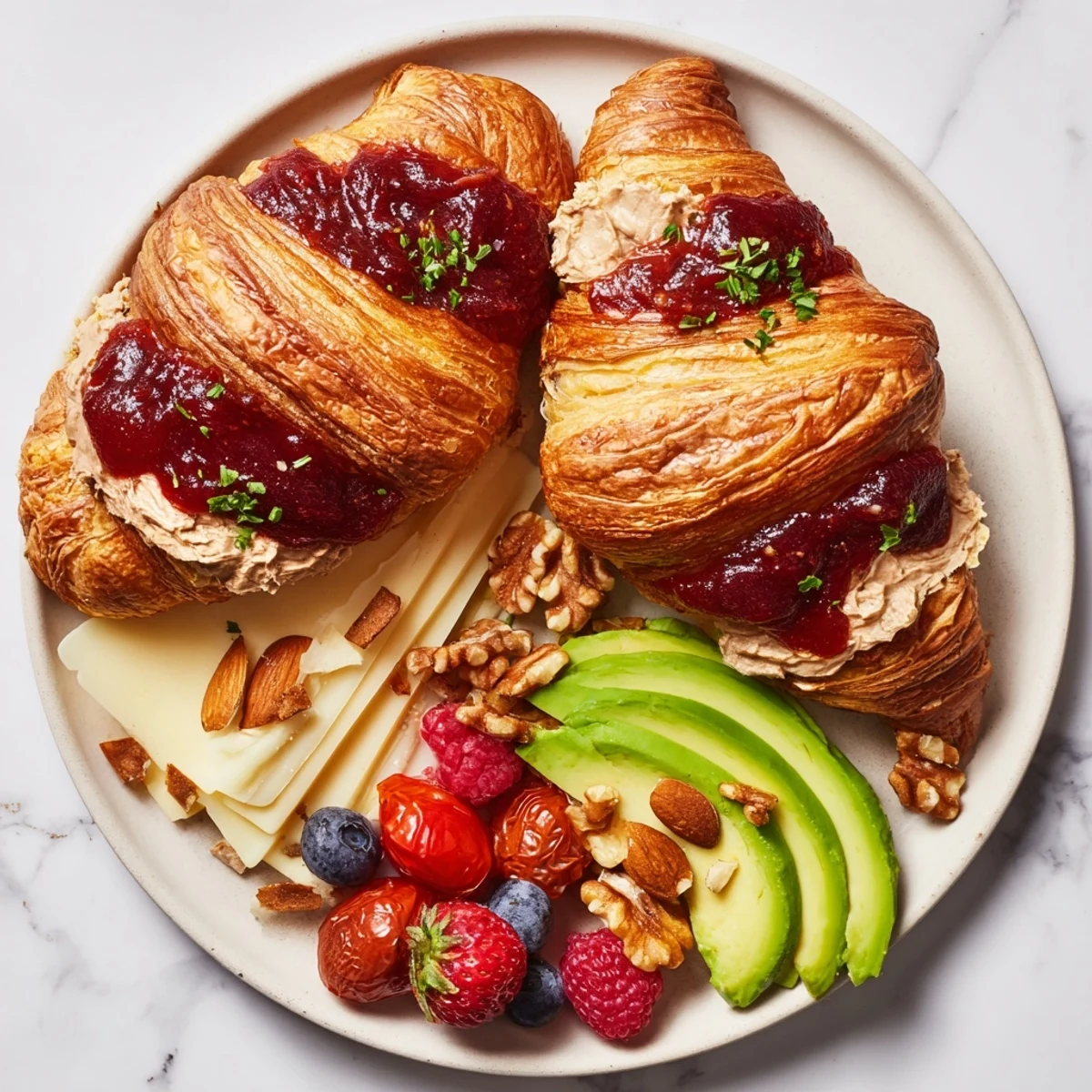 Flaky, golden croissants brimming with jam and cheese on this Cozy Fireplace Croissant Board.