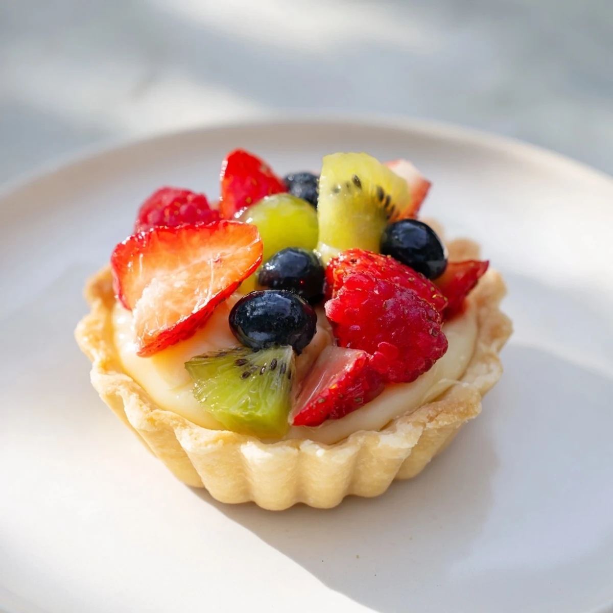 These homemade mini fruit tartlets offer a delightful combination of textures, including sweet pastry and juicy fruit.