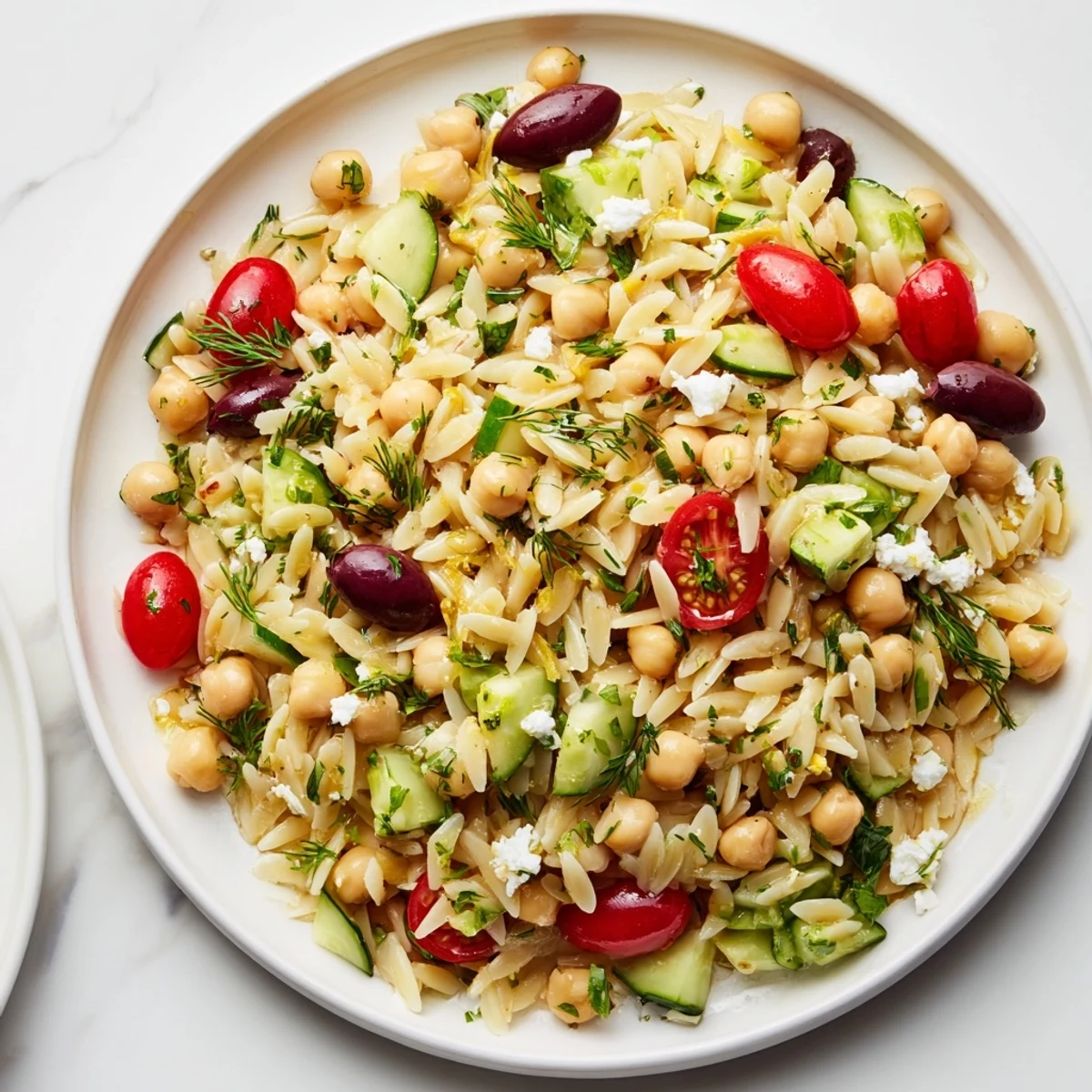 Greek Lemon Orzo Bean Salad