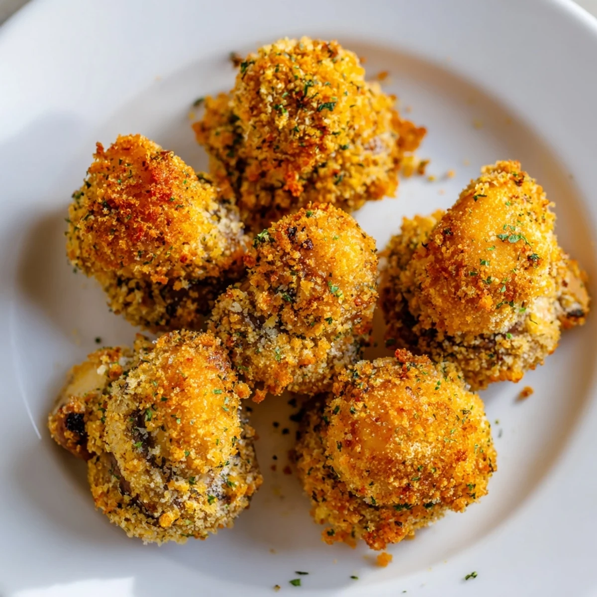 Crispy, flavorful Ranch-Seasoned Crispy Mushrooms served hot off the baking sheet, an easy snack!