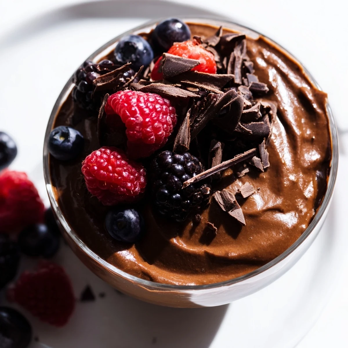 This decadent and healthy Avocado Chocolate Pudding, perfectly blended, is ready to be devoured after chilling.