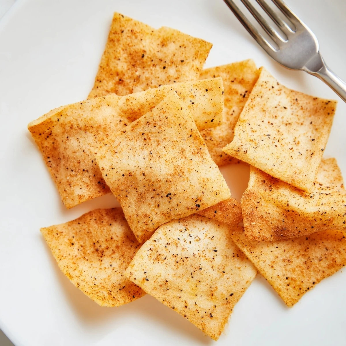 Golden brown cottage cheese chips arranged on a rustic wooden board, showcasing their crispy edges and savory paprika seasoning for a healthy high-protein snack.