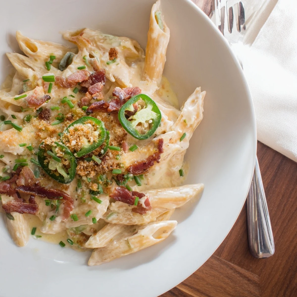 Roasted jalapeños and gooey Monterey Jack cheese swirl through this spicy Jalapeño Popper Pasta for a comforting dinner.