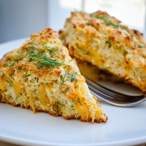 Golden scones infused with dill pickles and ranch, ideal for adventurous eaters.  