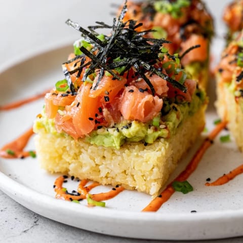 Crispy Rice Salmon Stack