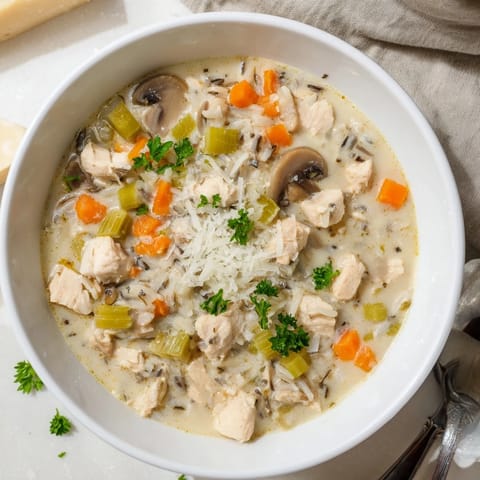 Parmesan Mushroom Chicken Wild Rice Soup