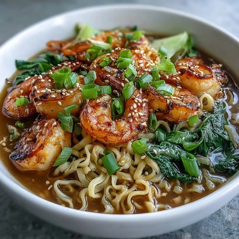 Sizzling Asian Noodle Bowl with Shrimp and Scallops garnished with sesame seeds, lime wedges, and fresh cilantro beside chopsticks.  