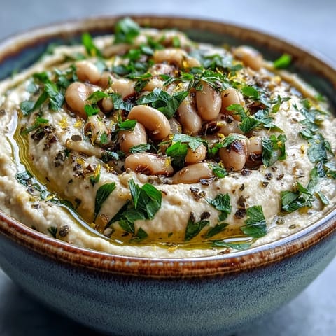 A rustic bowl of Smashed Black-Eyed Peas topped with lemon zest, served alongside crispy pita chips.