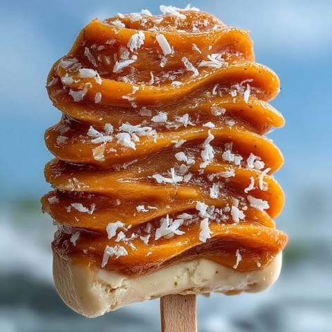 Creamy mango Greek yogurt popsicles with zesty lime and coconut, a refreshing frozen treat for summer days.