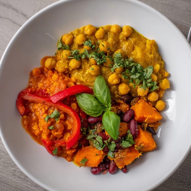 Savory Indian Chickpea Curry simmering in coconut milk, topped with fresh cilantro.  