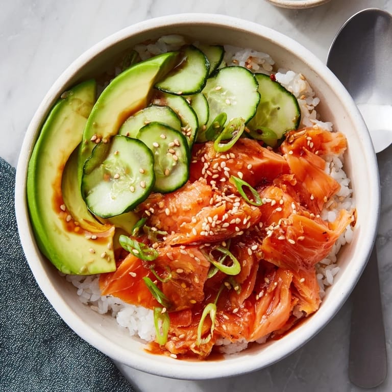 Delectable Leftover Salmon & Rice Bowl, perfect for a quick, healthy meal.  