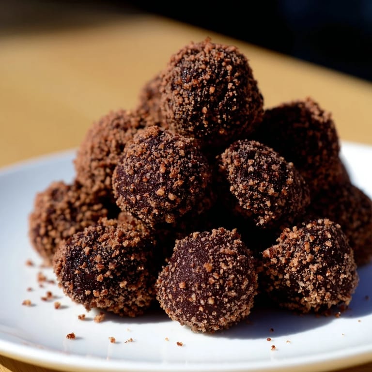 These vegan Date & Walnut Truffles are perfectly coated, showing a gourmet treat easily made at home.