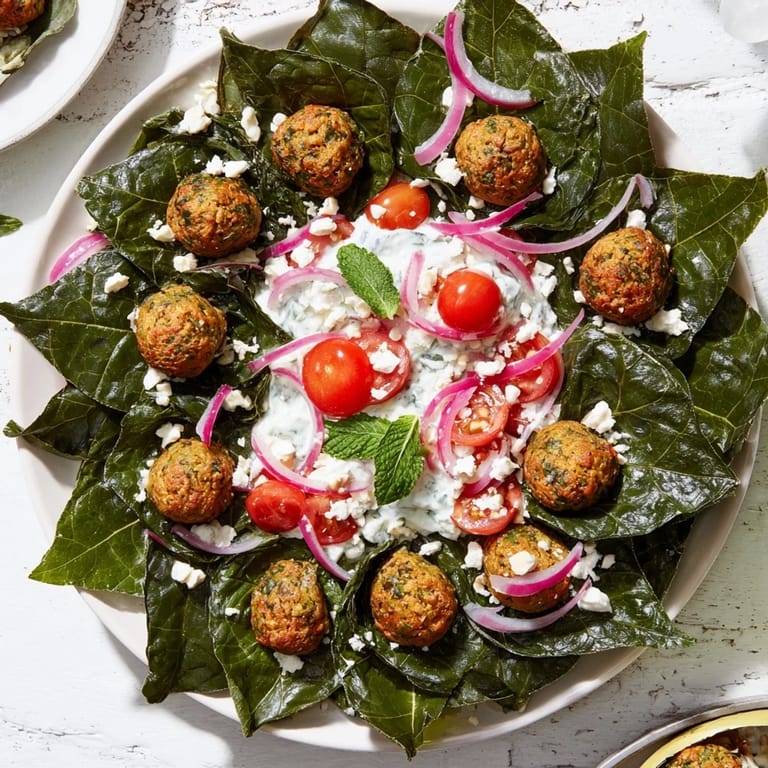 The aromatic Festive Falafel & Tzatziki Christmas Wreath Wrap features a medley of delicious, fresh ingredients.