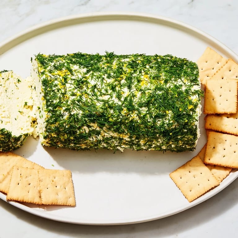 This cheese log appetizer, coated in fresh herbs, offers a visually appealing and delicious spread.