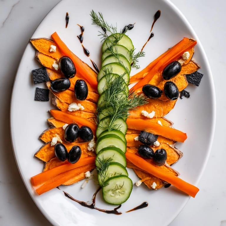 Colorful Monarch Butterfly Wings platter featuring sliced carrots and grapes, ideal for your party guests.