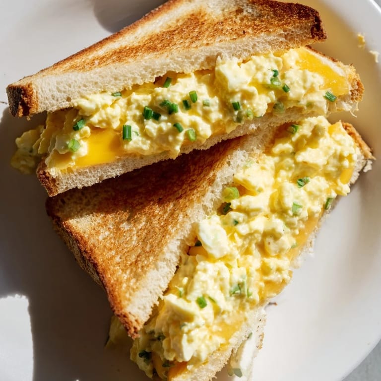 Toasted and melty, this Egg Salad Grilled Cheese offers a comforting, savory vegetarian lunch option.