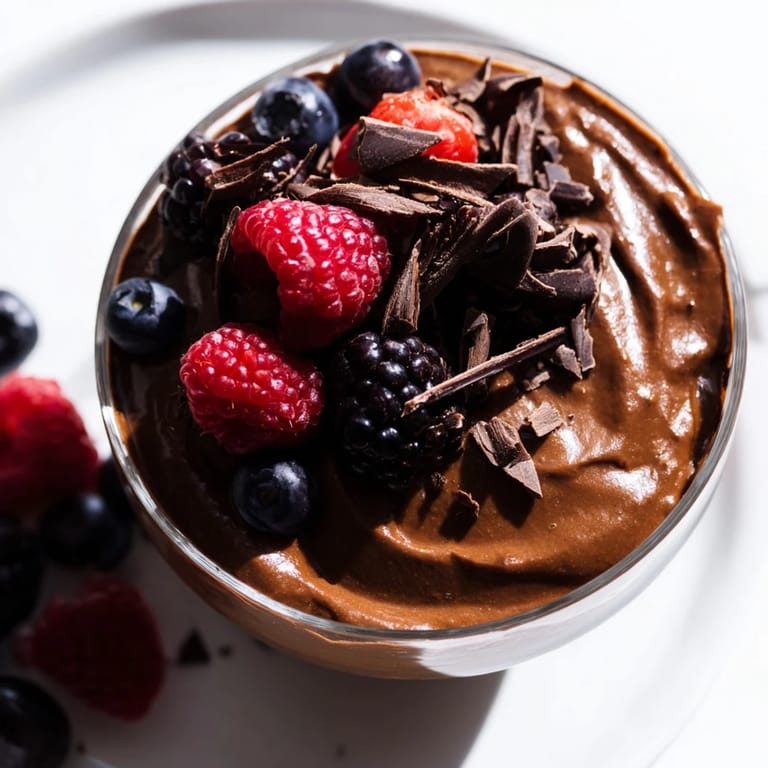 This decadent and healthy Avocado Chocolate Pudding, perfectly blended, is ready to be devoured after chilling.