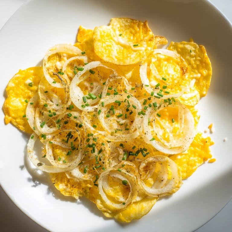 Air-fried crispy onion cheese chips with melted cheddar and mozzarella, perfect for a party appetizer.