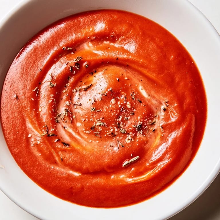 A close-up of the Instant Creamy Marinara, with rich red sauce ready to be served over pasta.