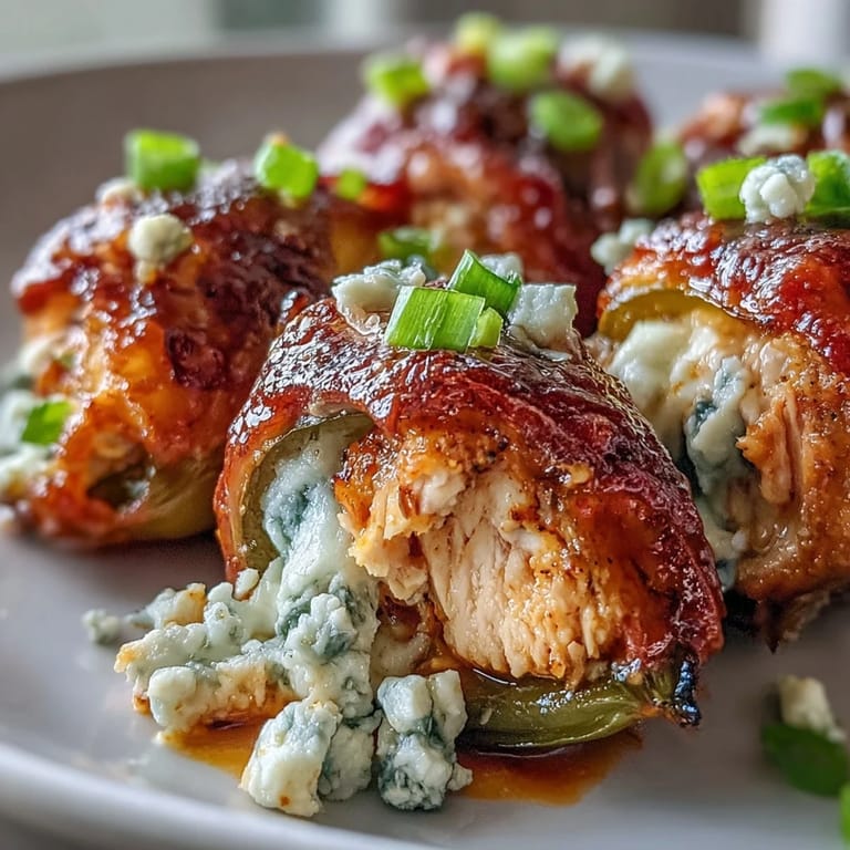 Tender Buffalo Wing Poppers garnished with fresh chives, ready to serve warm as an appetizer.