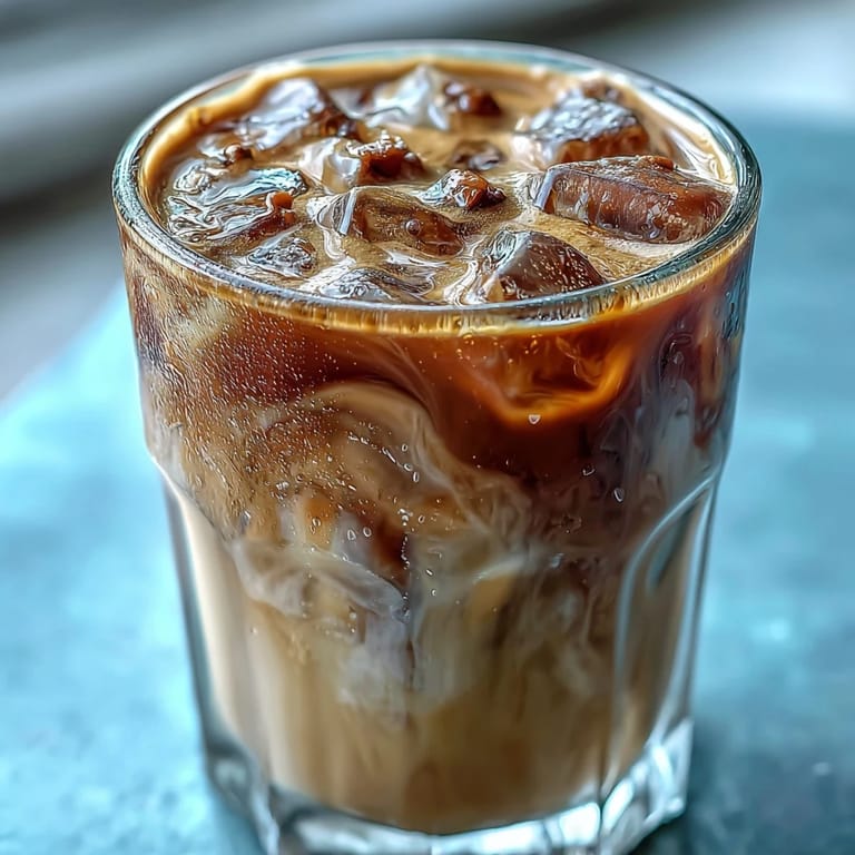 Iced Hojicha Latte in a frosted glass with maple syrup sweetness, perfect for a cool afternoon.