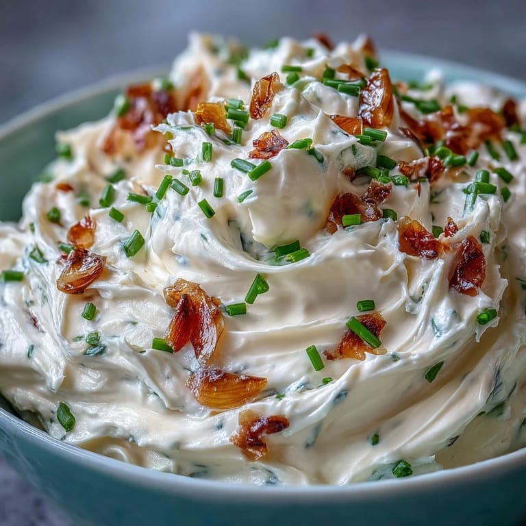 2. Velvety cream cheese blend infused with sweet roasted garlic, garnished with fresh chives, ideal for crudités or toasted bread.  