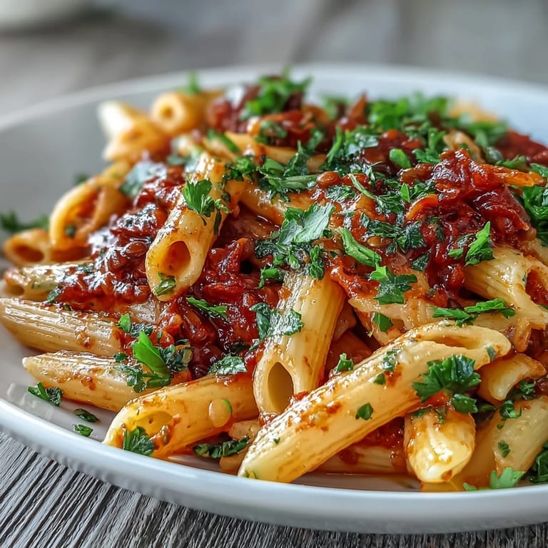 Silky dairy-free roasted red pepper pasta with hidden lentils, garnished with fresh basil and vegan parmesan for an Italian-inspired dinner.  