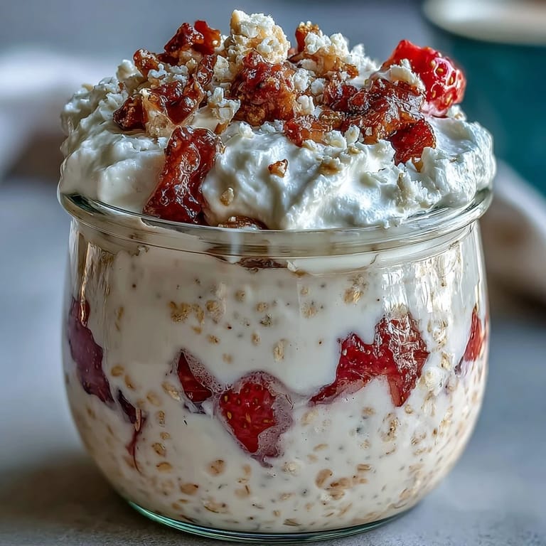 Layers of sweet strawberries and vanilla-infused oats create a dessert-like breakfast, inspired by classic strawberry shortcake.