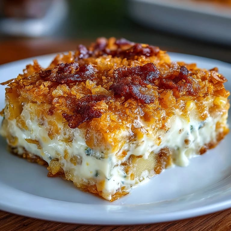 Jalapeño cheddar funeral potatoes, a comforting side dish with melted cheese, tender potatoes, and a golden topping.