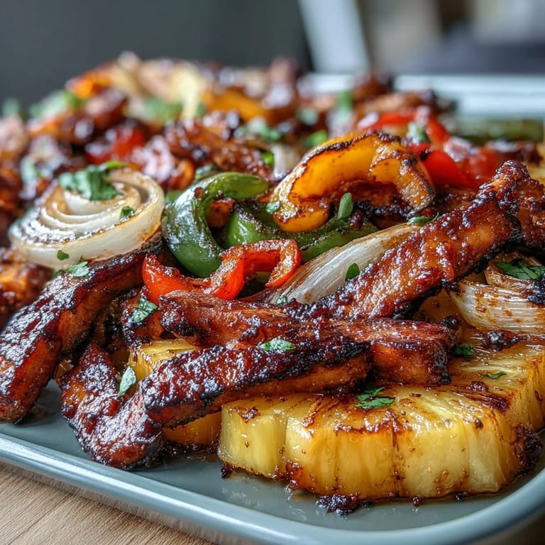 Sweet and savory chicken pineapple fajitas with juicy pineapple chunks, tender bell peppers, and smoky spices, ready in 40 minutes.