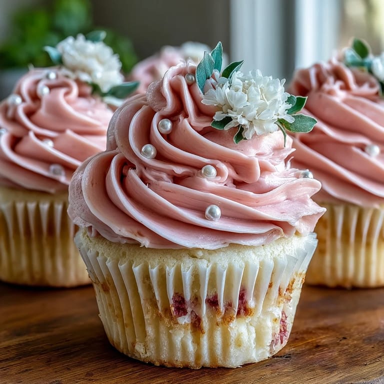 Light and airy vanilla cupcakes with smooth pink frosting, perfect for bridal shower dessert tables and sweet celebrations.