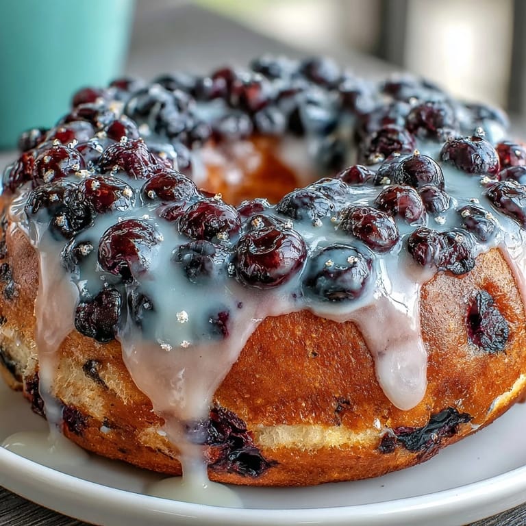 Homemade blueberry protein bagels drizzled with fresh lemon glaze, offering a chewy and energizing morning treat.