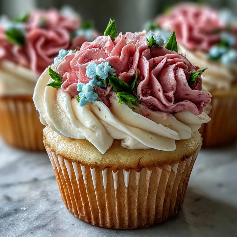 Elegant Baby in Bloom cupcakes featuring pastel buttercream flowers, making a sweet statement at any celebration.