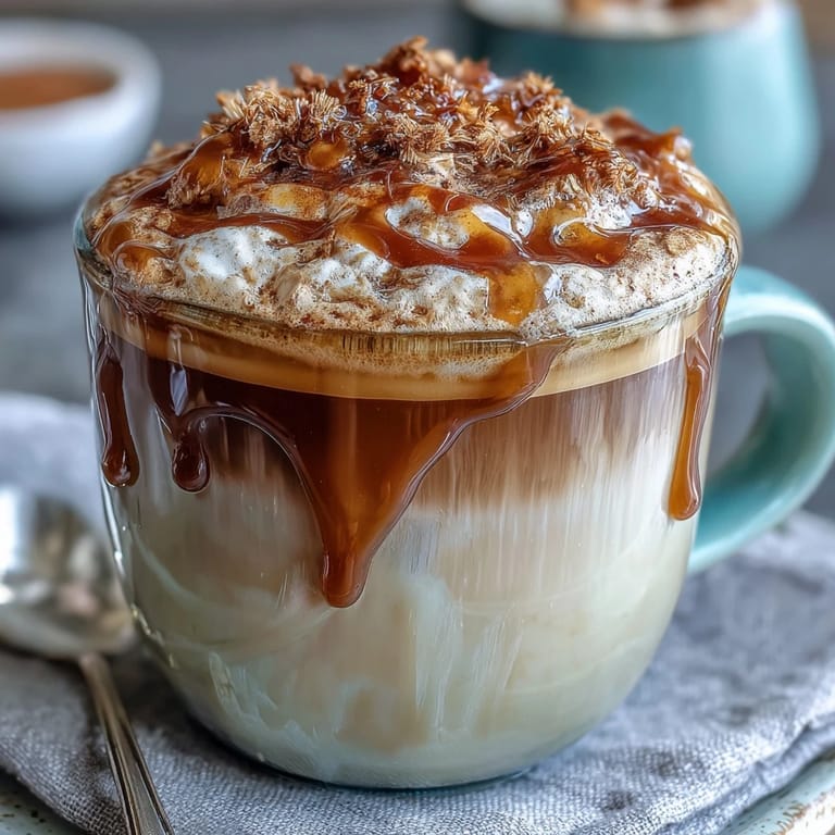 Warm dandelion root tea latte with oat milk, sweetened with honey and topped with silky foam.