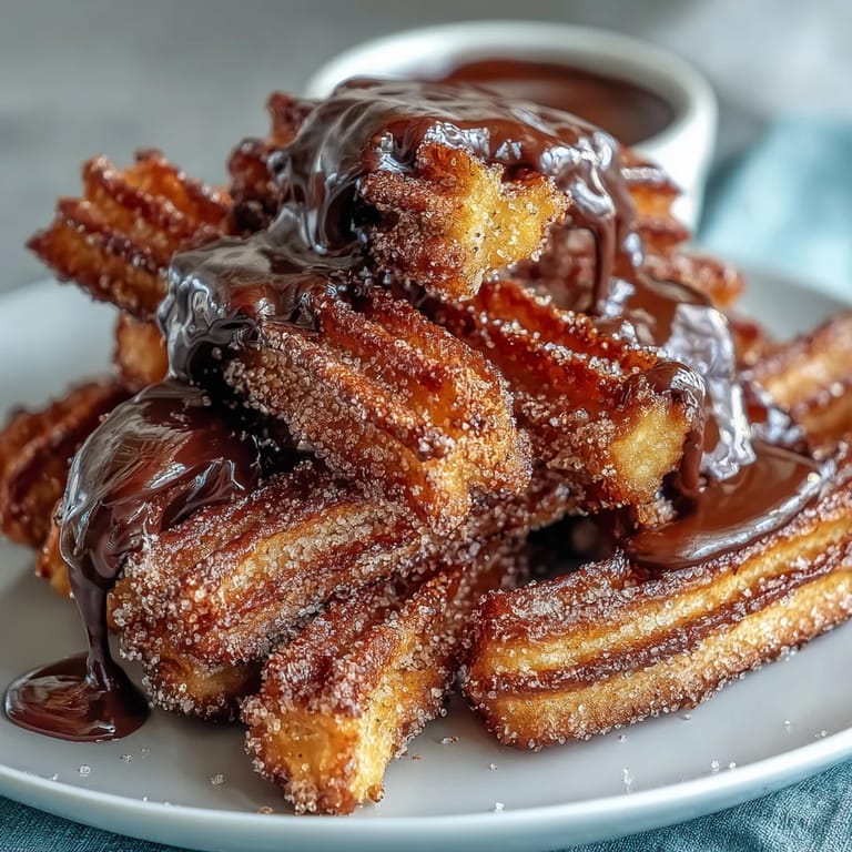 Warm churro bites, deep-fried to golden perfection, tossed in sweet cinnamon sugar, and paired with a silky, rich chocolate dipping sauce for a festive treat.