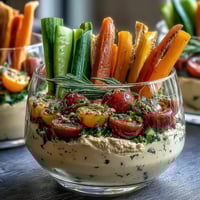 Field Trip Snack Cups with Hummus and Veggies - Portable, protein-packed snack cups featuring creamy hummus and crisp fresh vegetables—perfect for on-the-go munching.